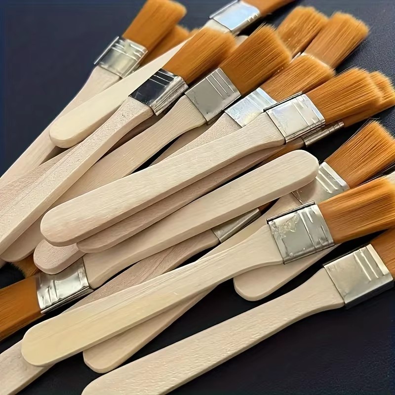 Brush Bristle Set - 10 قطع فرشاة طلاء بمقبض خشبي