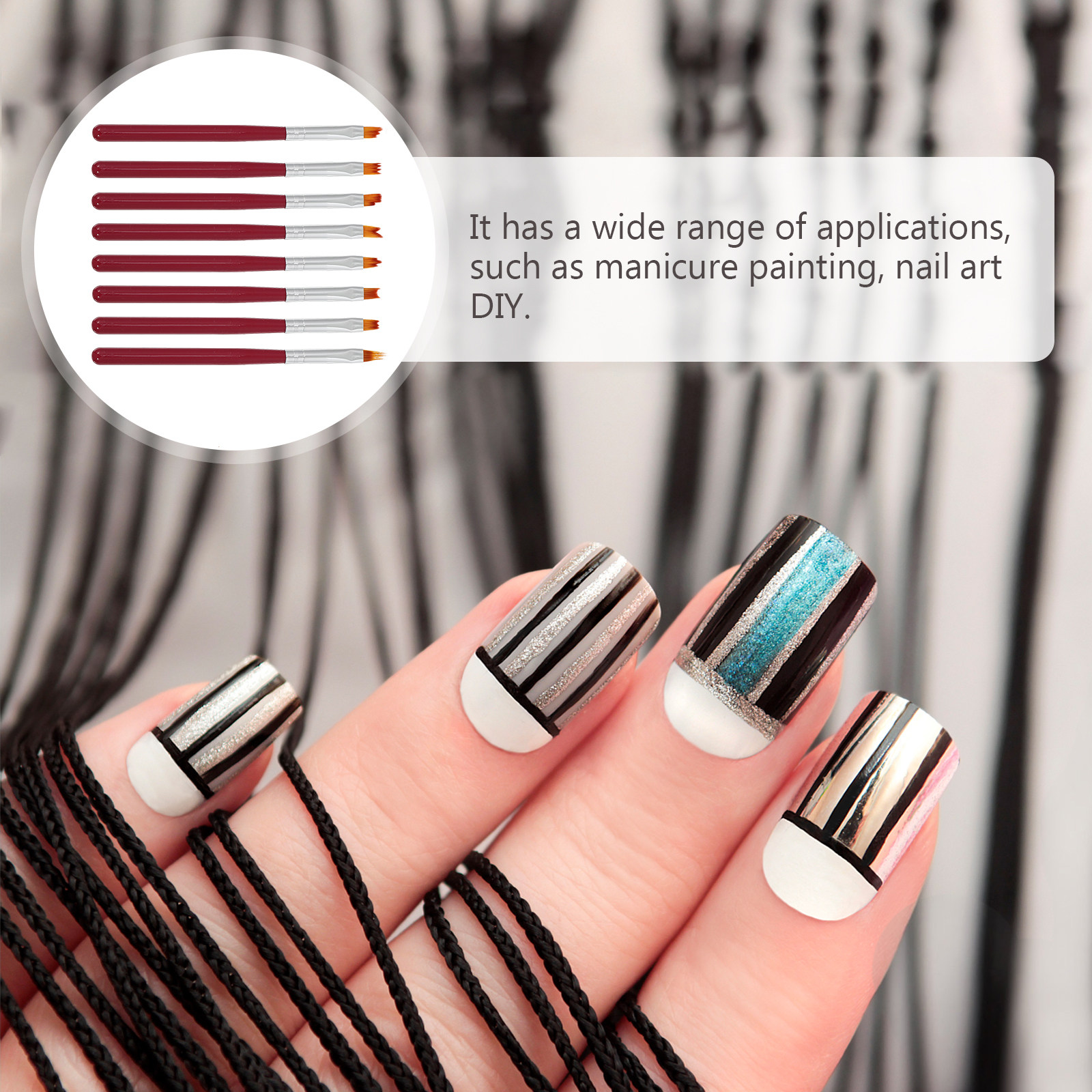 مجموعة من 8 فرش لرسم الأظافر ب - مراجعة Brush Bristle Set وسعره